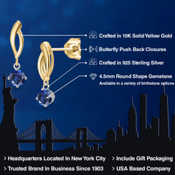 Earrings in 925 Sterling Silver and 10K Yellow Gold