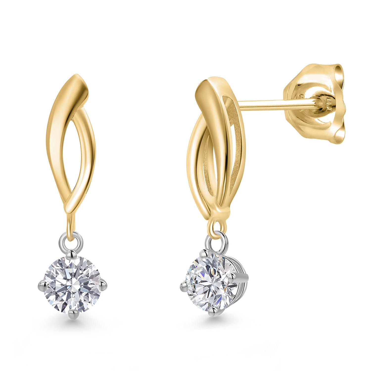 Earrings in 925 Sterling Silver and 10K Yellow Gold