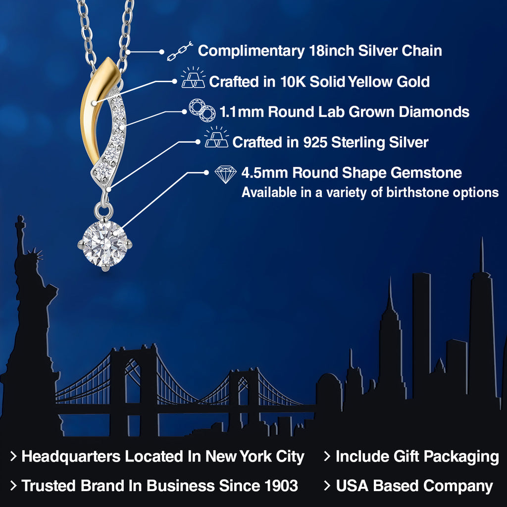 Pendant in 925 Sterling Silver and 10K Yellow Gold