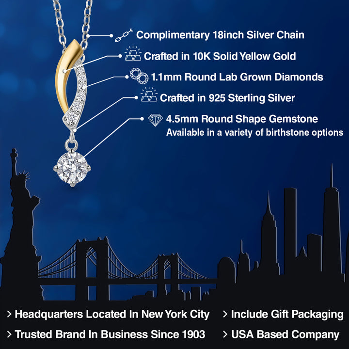 Pendant in 925 Sterling Silver and 10K Yellow Gold