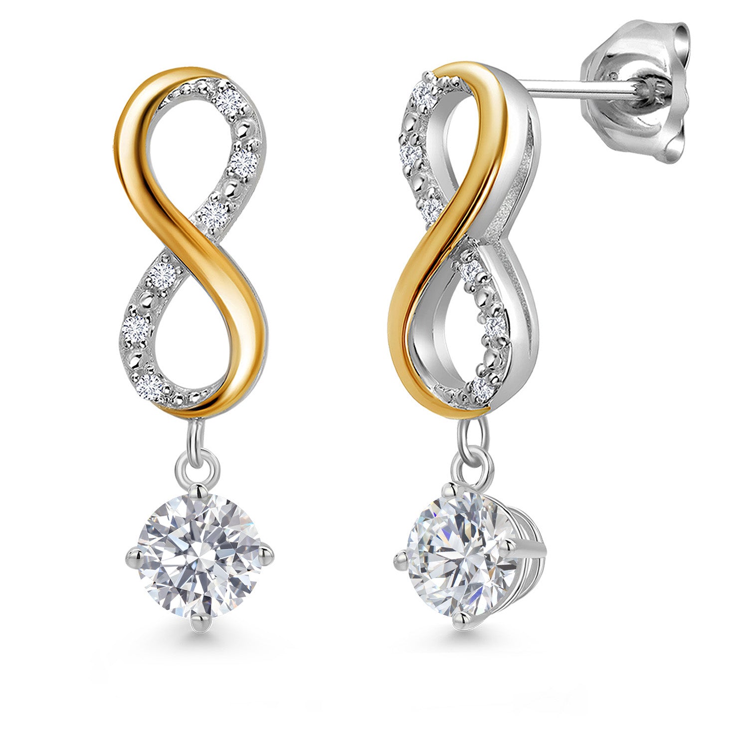 Earrings in 925 Sterling Silver and 10K Yellow Gold