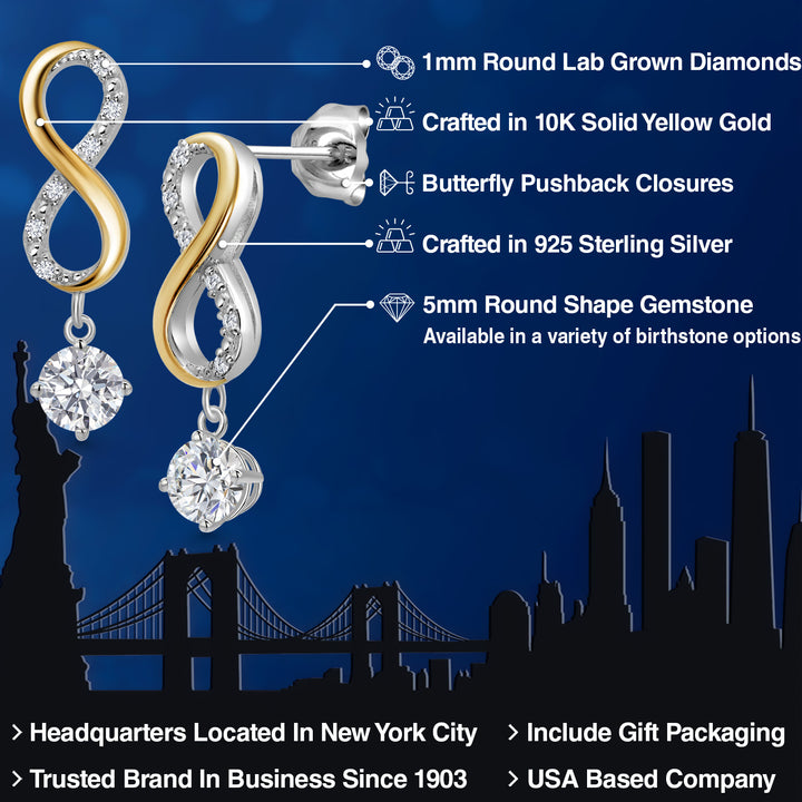 Earrings in 925 Sterling Silver and 10K Yellow Gold