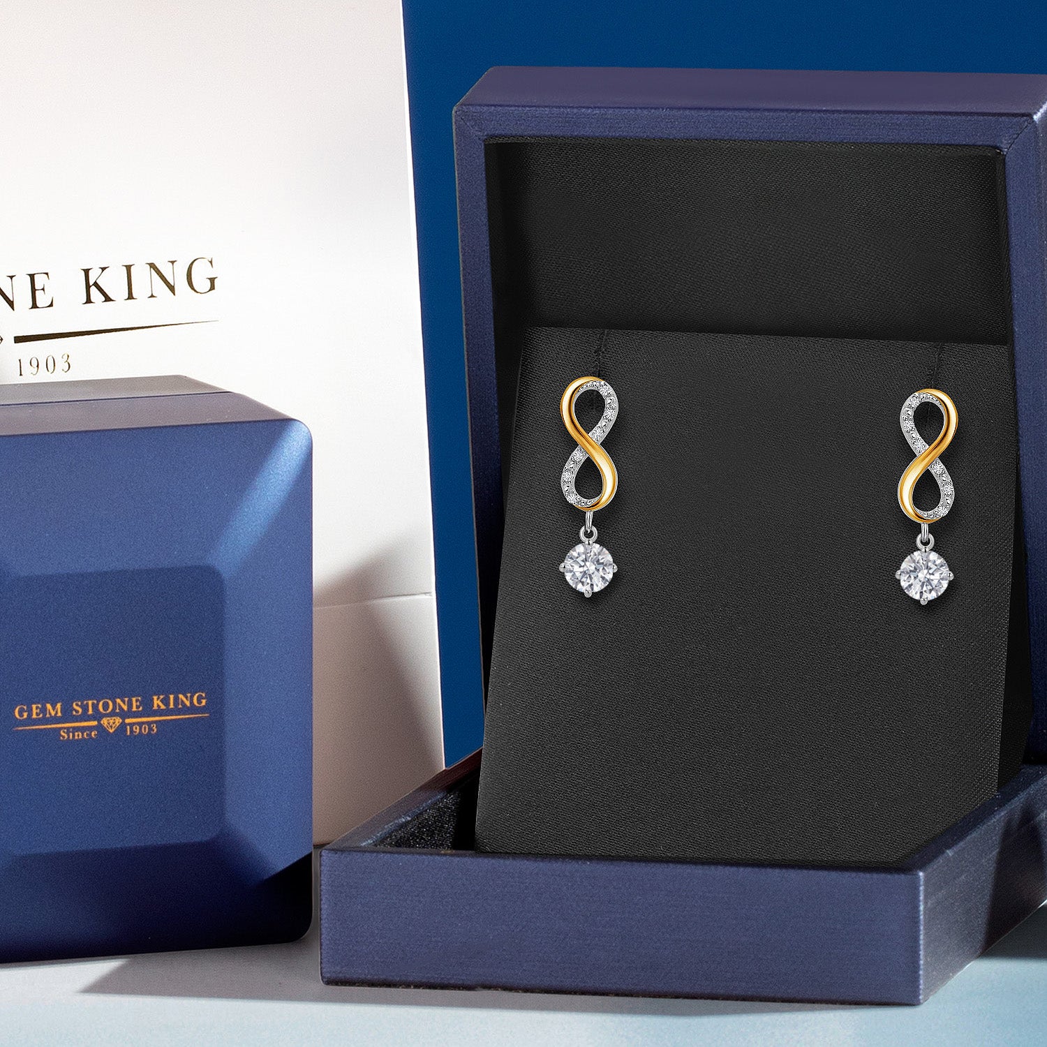 Earrings in 925 Sterling Silver and 10K Yellow Gold