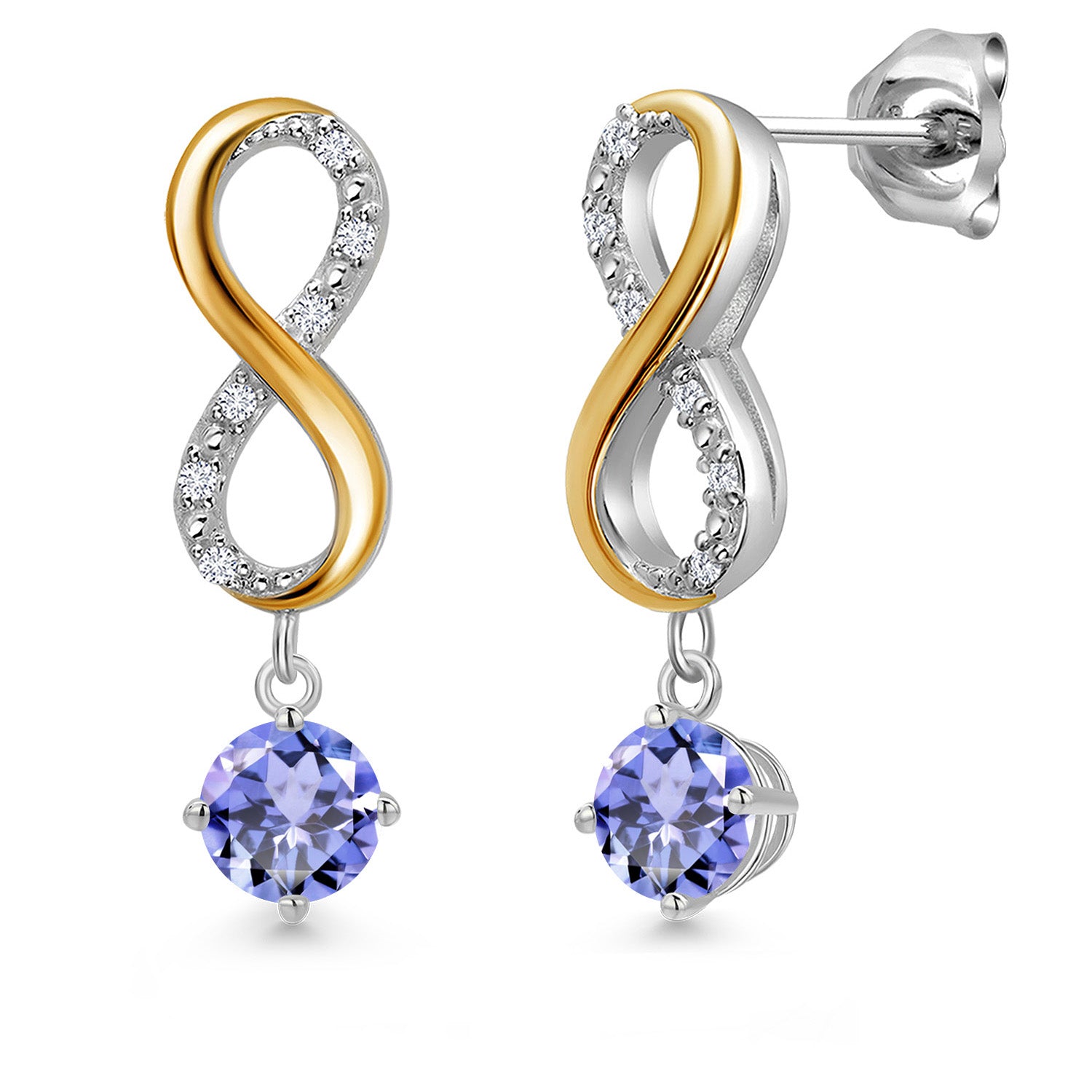 Earrings in 925 Sterling Silver and 10K Yellow Gold