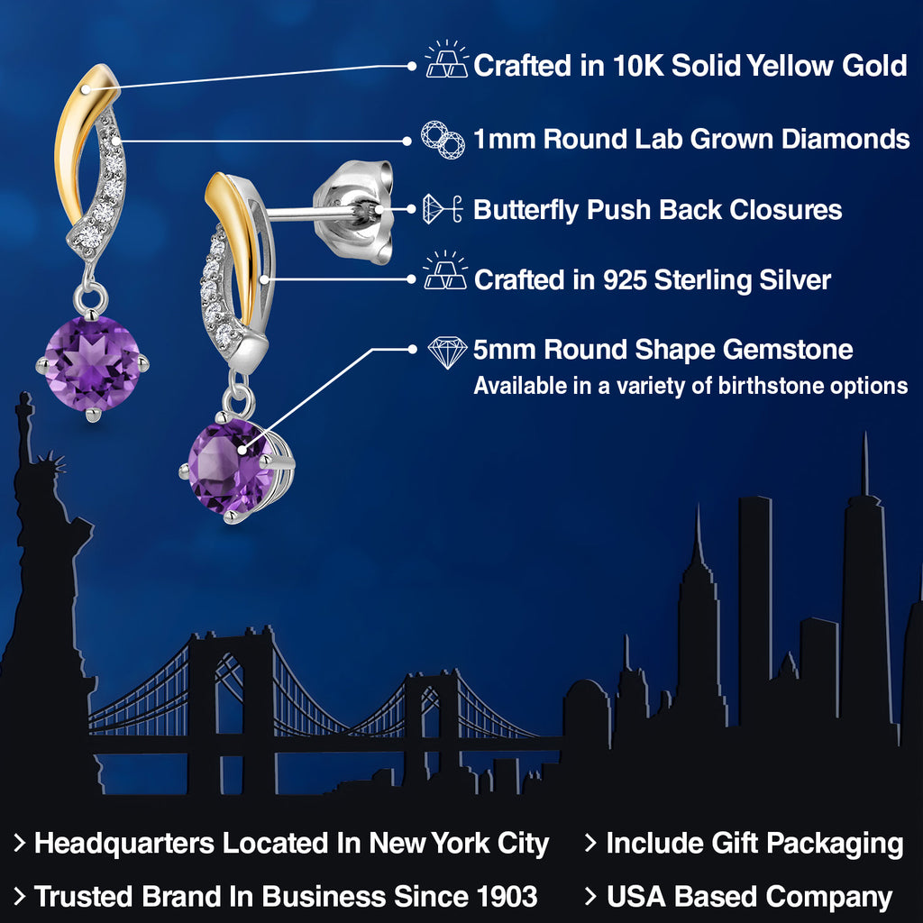 Earrings in 925 Sterling Silver and 10K Yellow Gold