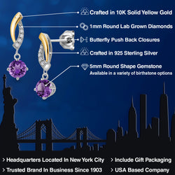Earrings in 925 Sterling Silver and 10K Yellow Gold