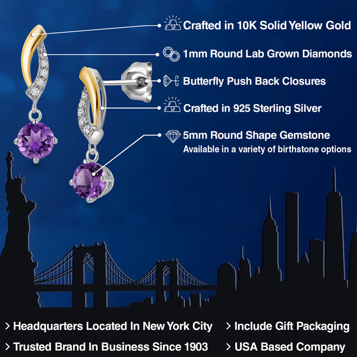 Earrings in 925 Sterling Silver and 10K Yellow Gold