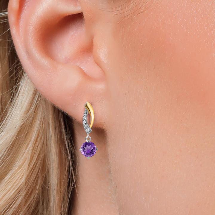 Earrings in 925 Sterling Silver and 10K Yellow Gold