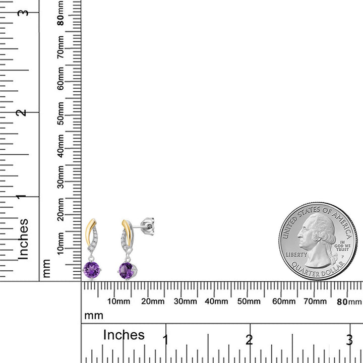 Earrings in 925 Sterling Silver and 10K Yellow Gold