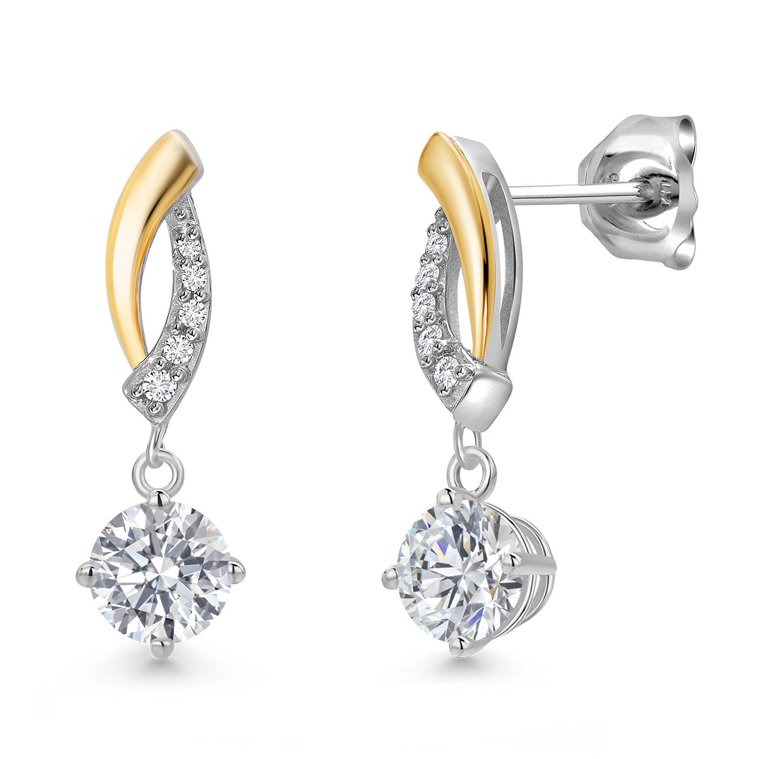 Earrings in 925 Sterling Silver and 10K Yellow Gold