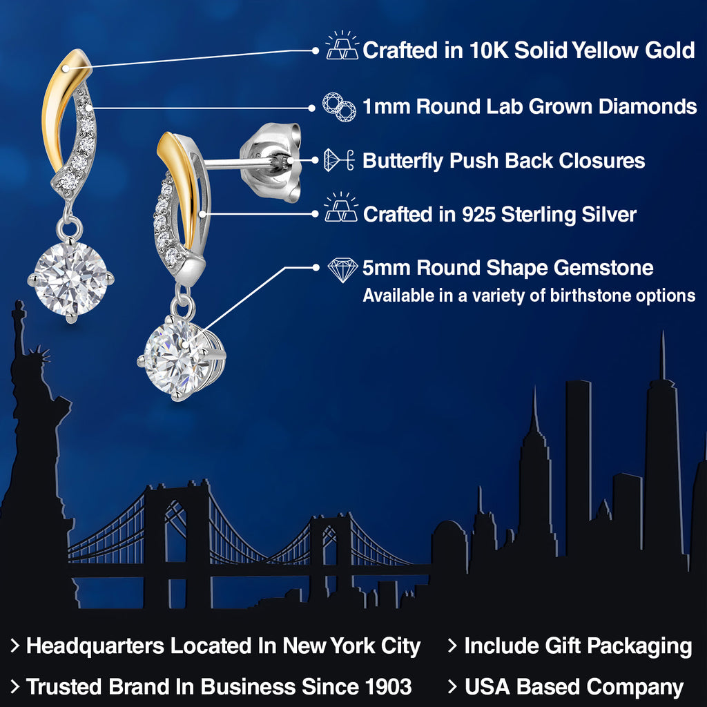 Earrings in 925 Sterling Silver and 10K Yellow Gold