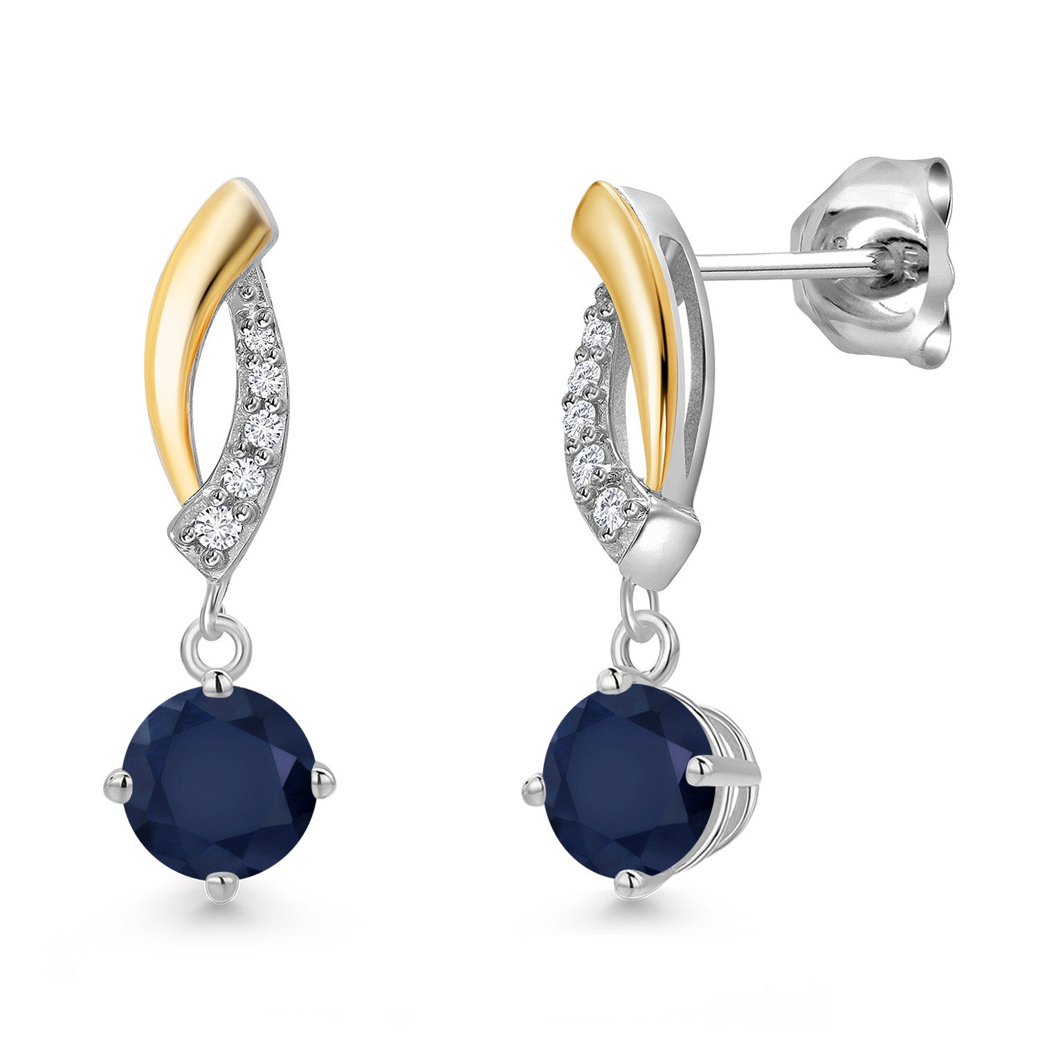 Earrings in 925 Sterling Silver and 10K Yellow Gold