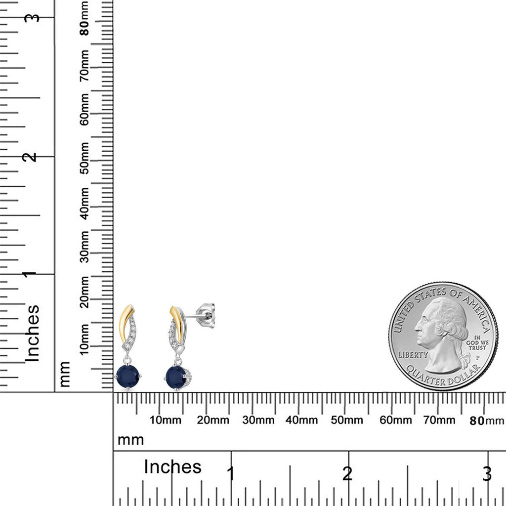 Earrings in 925 Sterling Silver and 10K Yellow Gold