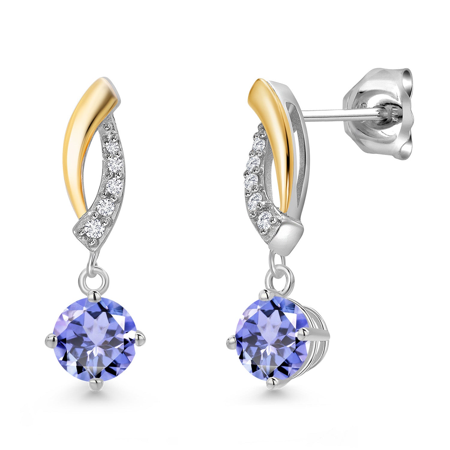 Earrings in 925 Sterling Silver and 10K Yellow Gold