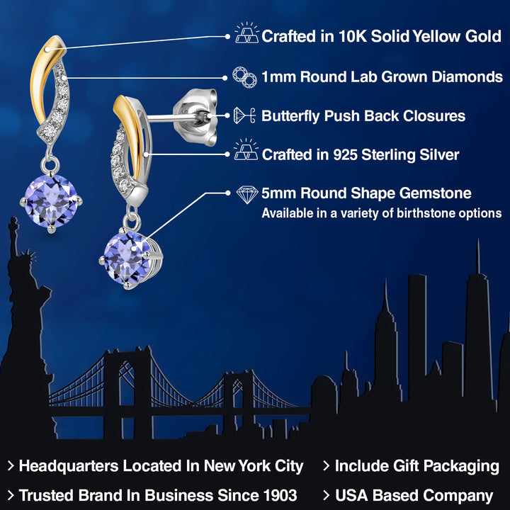 Earrings in 925 Sterling Silver and 10K Yellow Gold