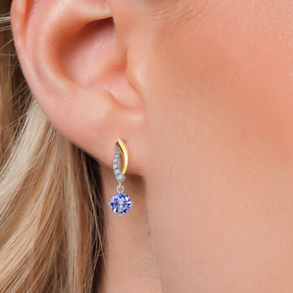 Earrings in 925 Sterling Silver and 10K Yellow Gold