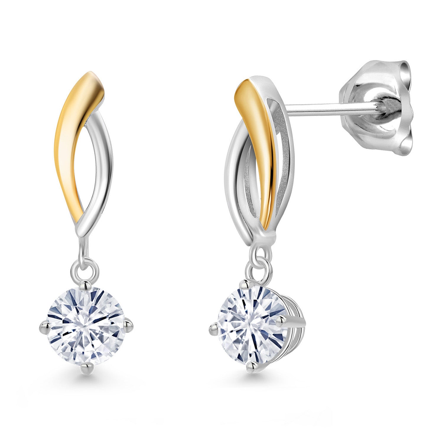 Earrings in 925 Sterling Silver and 10K Yellow Gold