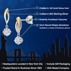 Earrings in 925 Sterling Silver and 10K Yellow Gold
