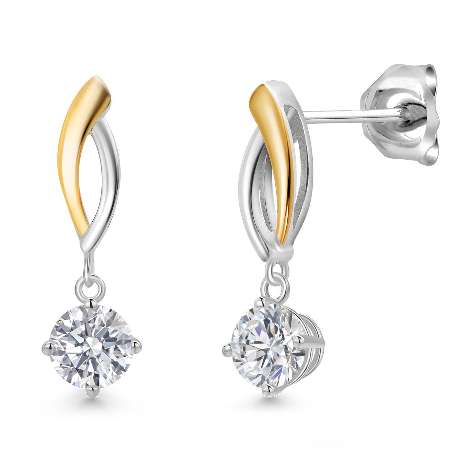 Earrings in 925 Sterling Silver and 10K Yellow Gold