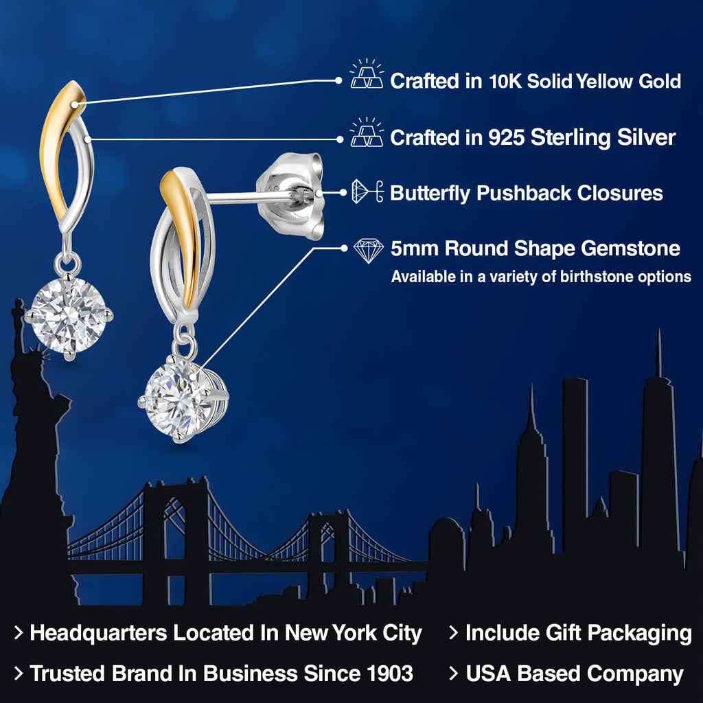 Earrings in 925 Sterling Silver and 10K Yellow Gold