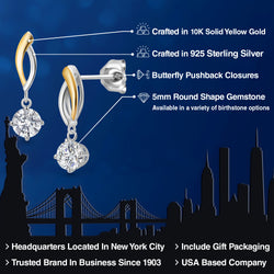 Earrings in 925 Sterling Silver and 10K Yellow Gold