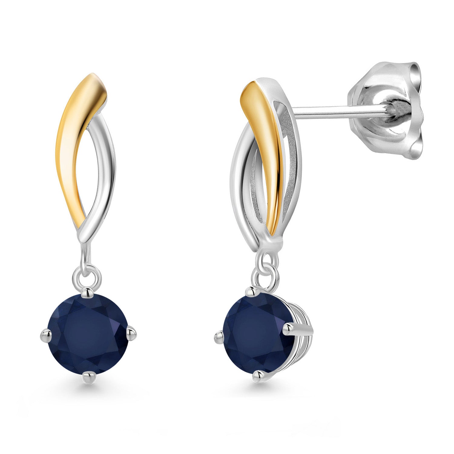 Earrings in 925 Sterling Silver and 10K Yellow Gold