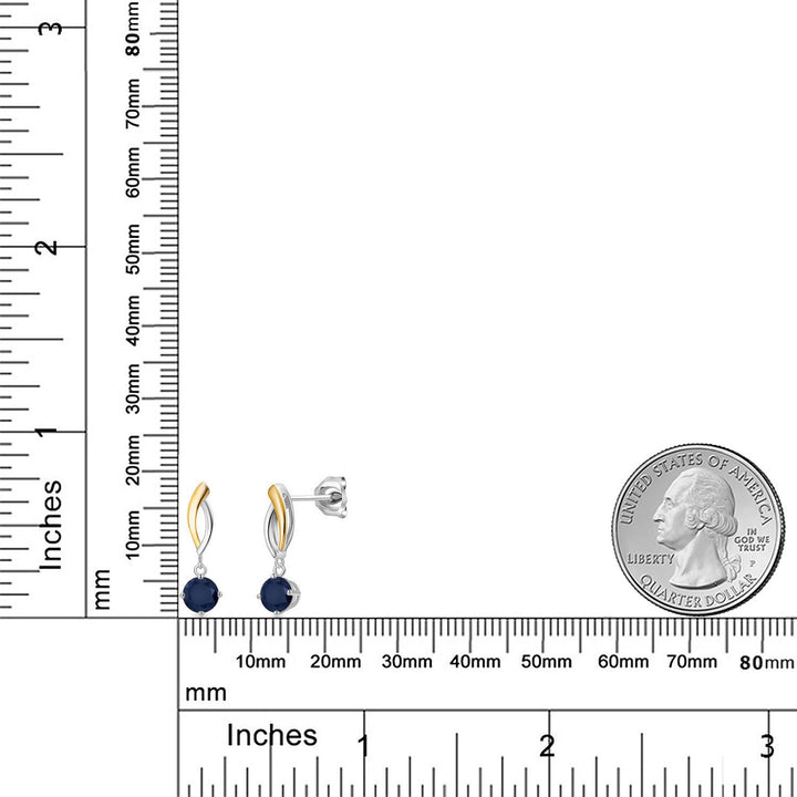 Earrings in 925 Sterling Silver and 10K Yellow Gold