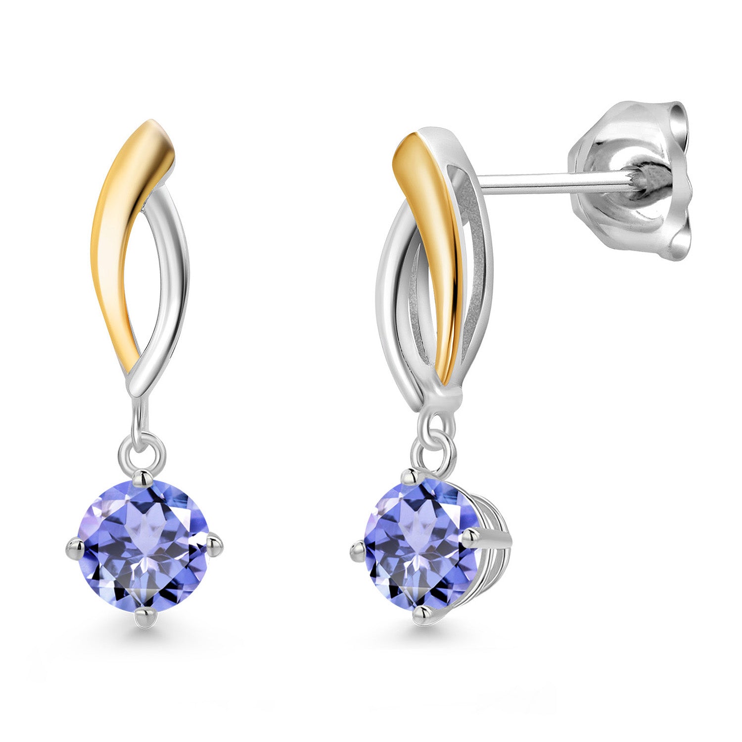 Earrings in 925 Sterling Silver and 10K Yellow Gold