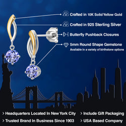 Earrings in 925 Sterling Silver and 10K Yellow Gold