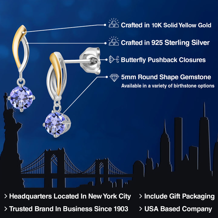 Earrings in 925 Sterling Silver and 10K Yellow Gold
