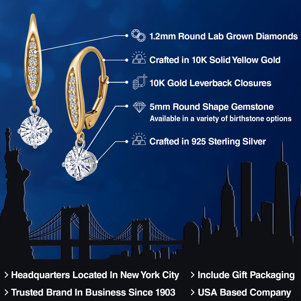Earrings in 925 Sterling Silver and 10K Yellow Gold