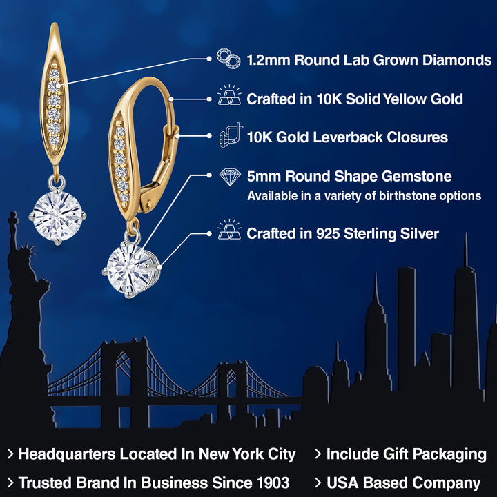 Earrings in 925 Sterling Silver and 10K Yellow Gold