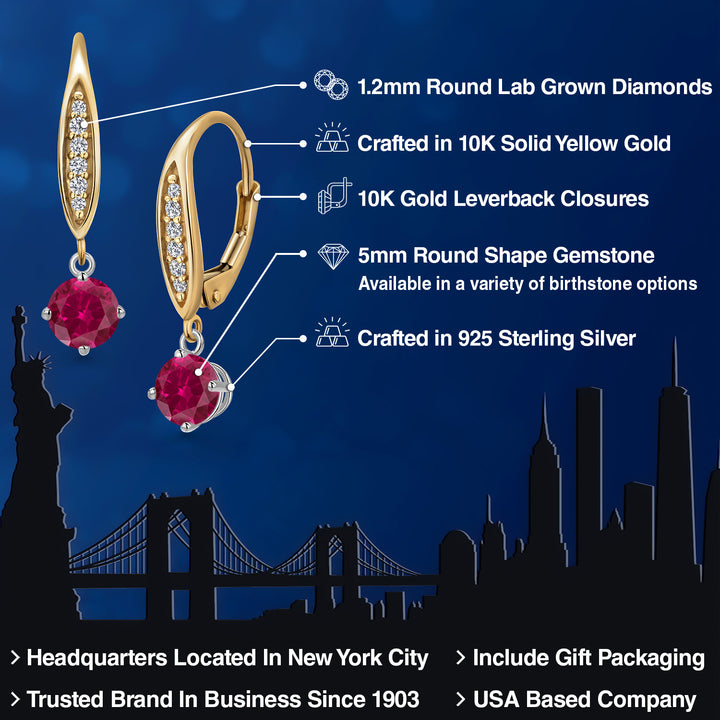 Earrings in 925 Sterling Silver and 10K Yellow Gold