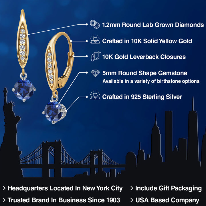 Earrings in 925 Sterling Silver and 10K Yellow Gold
