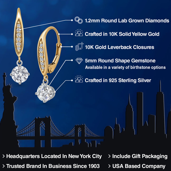 Earrings in 925 Sterling Silver and 10K Yellow Gold