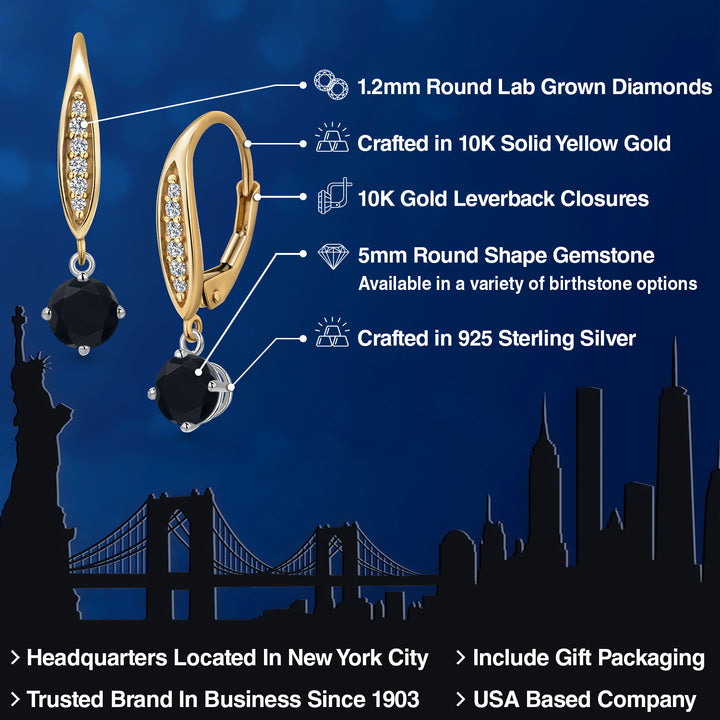 Earrings in 925 Sterling Silver and 10K Yellow Gold