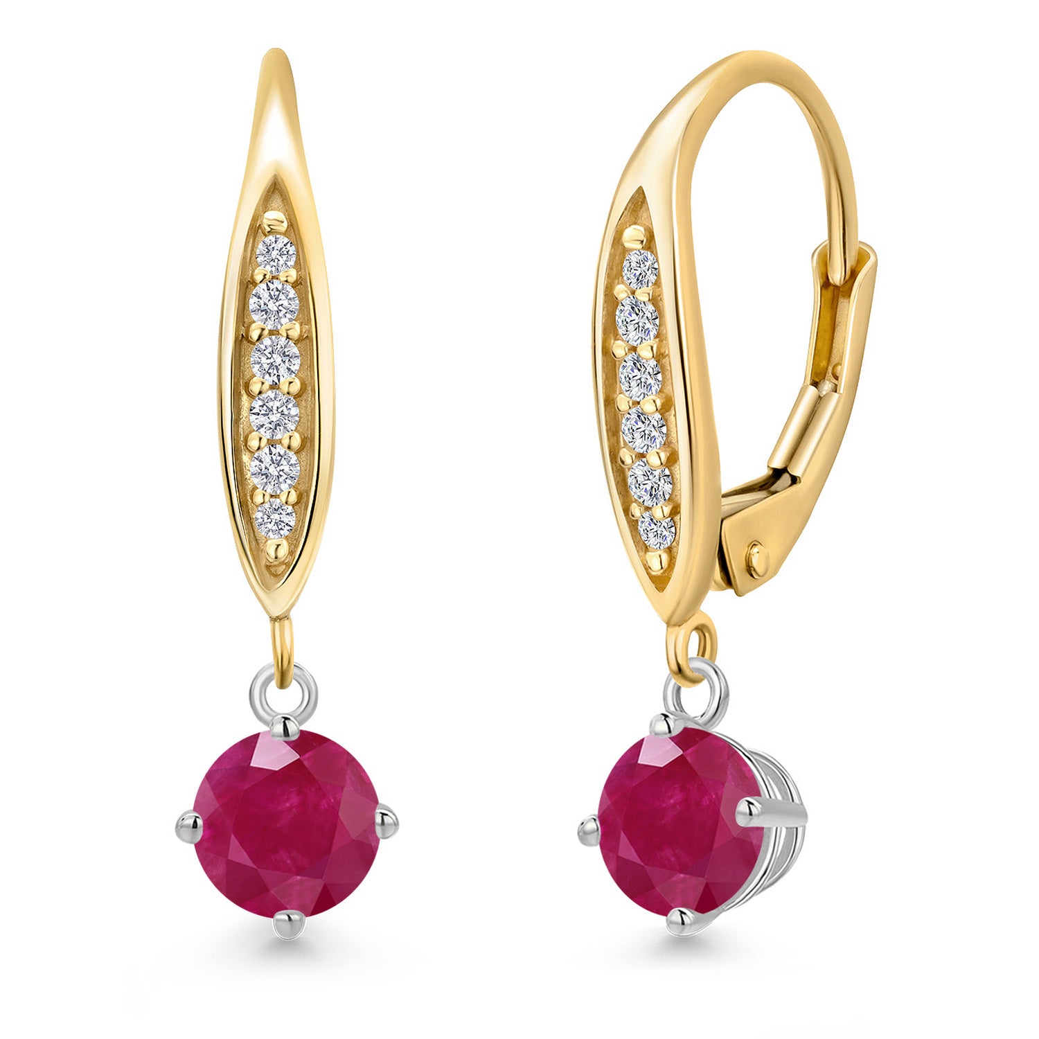 Earrings in 925 Sterling Silver and 10K Yellow Gold