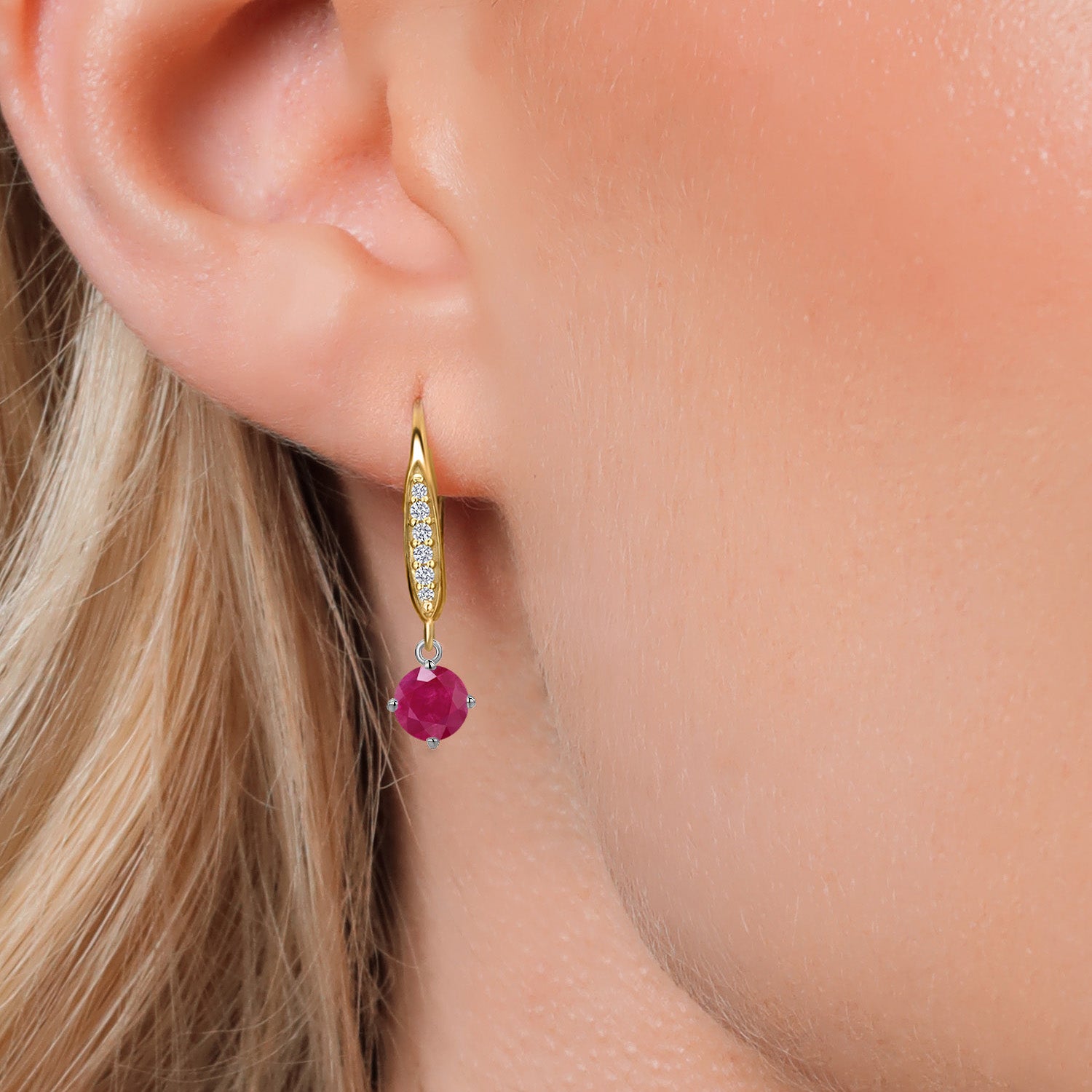 Earrings in 925 Sterling Silver and 10K Yellow Gold