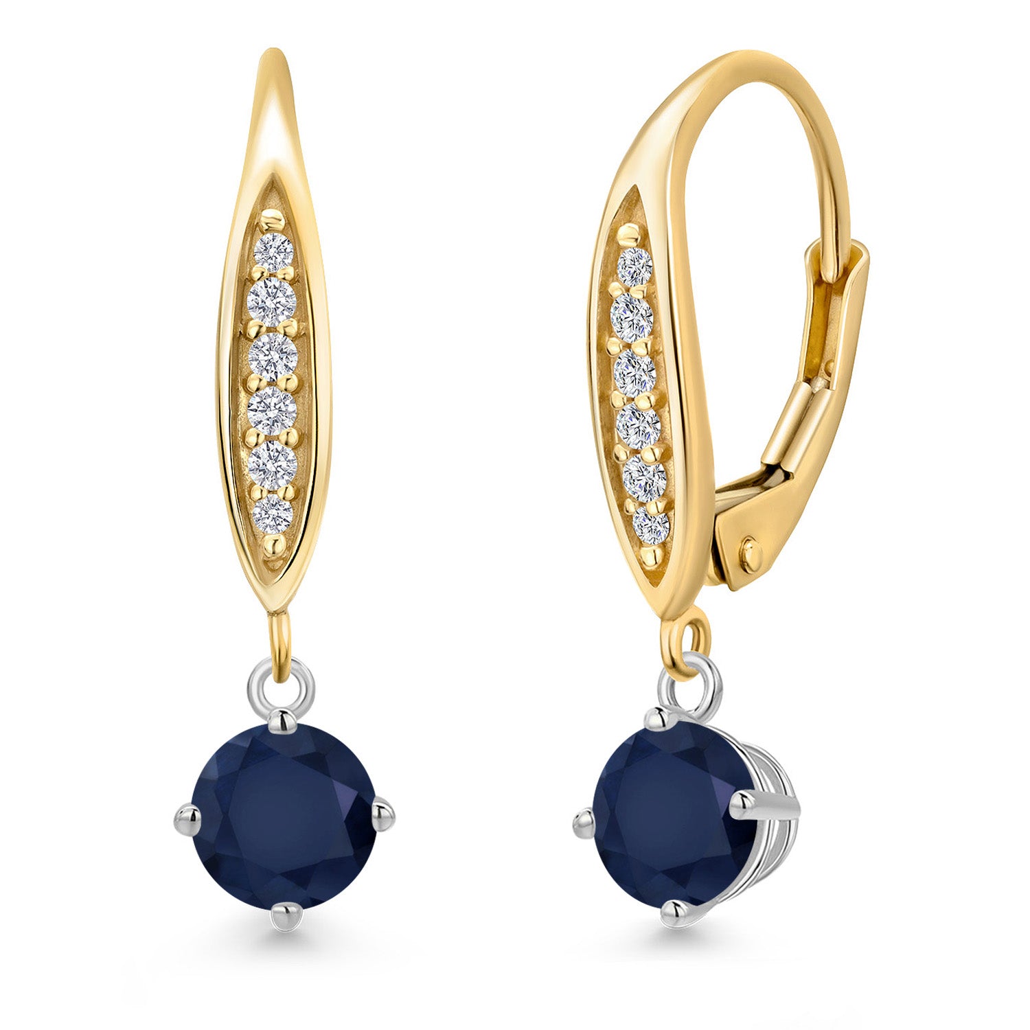 Earrings in 925 Sterling Silver and 10K Yellow Gold