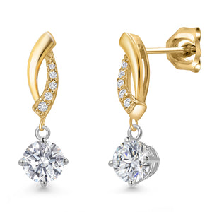 Earrings in 925 Sterling Silver and 10K Yellow Gold
