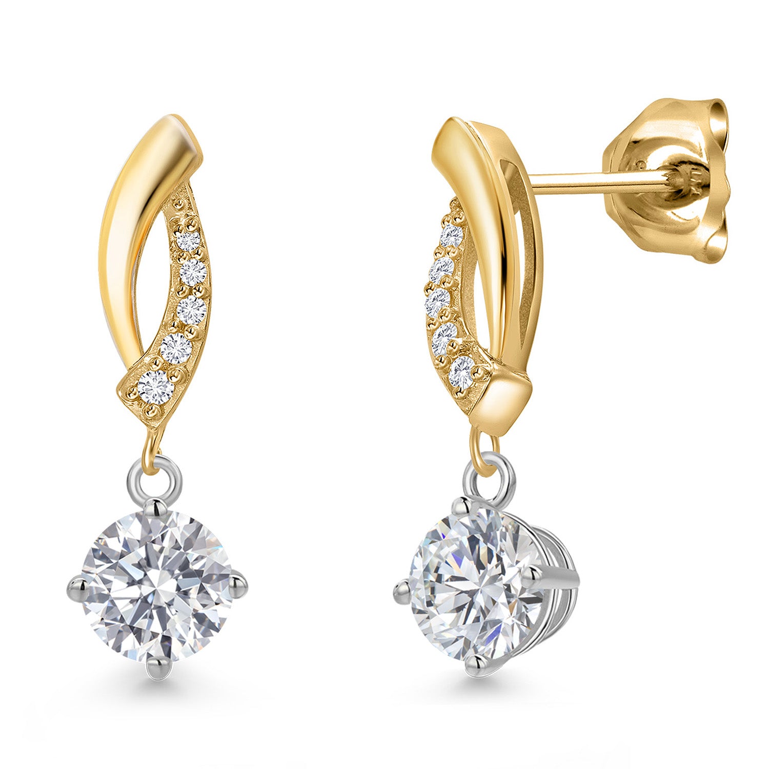 Earrings in 925 Sterling Silver and 10K Yellow Gold