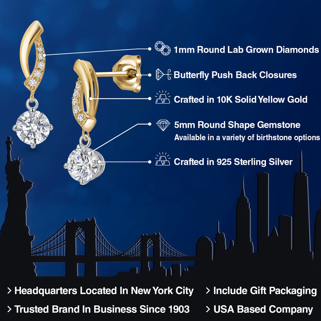 Earrings in 925 Sterling Silver and 10K Yellow Gold