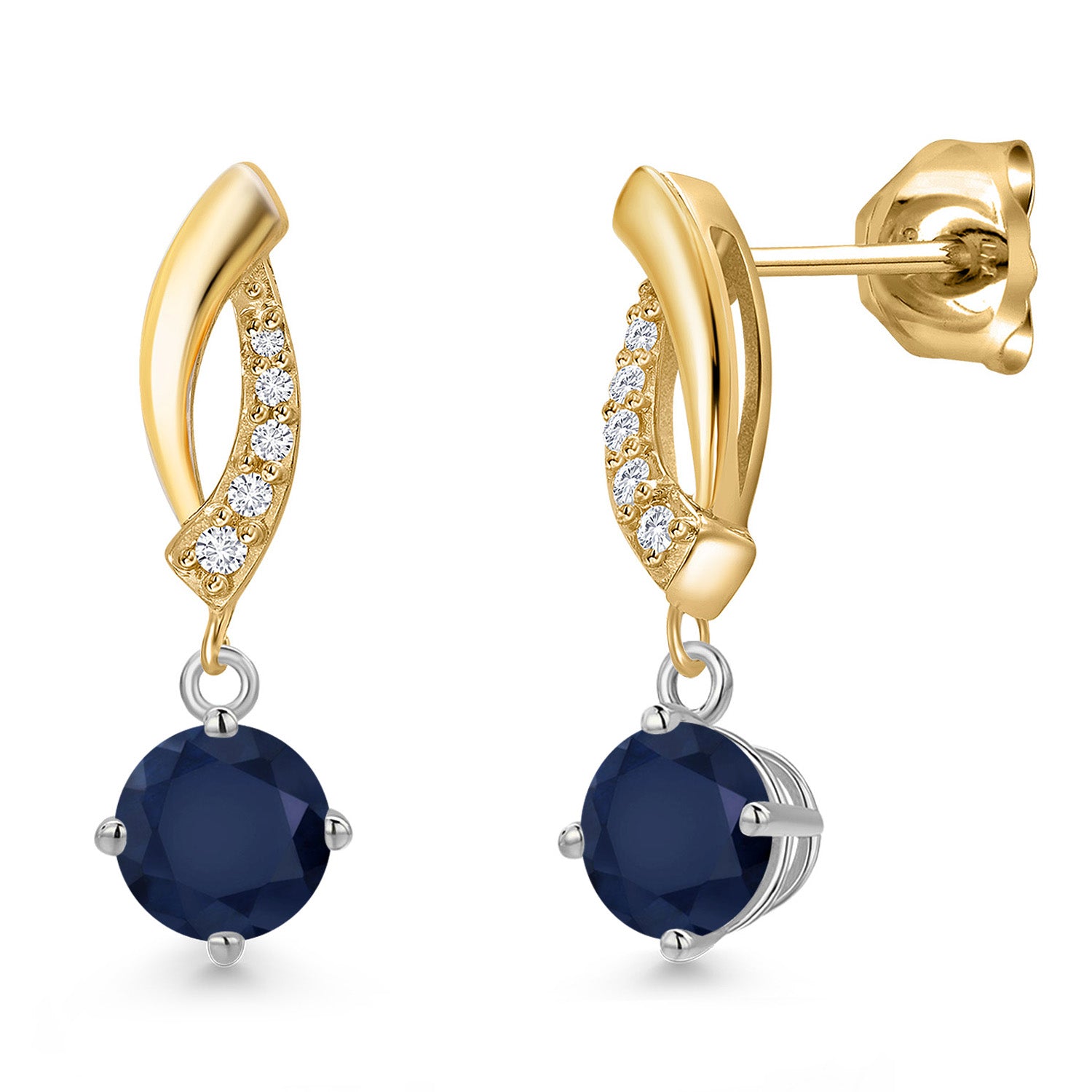 Earrings in 925 Sterling Silver and 10K Yellow Gold