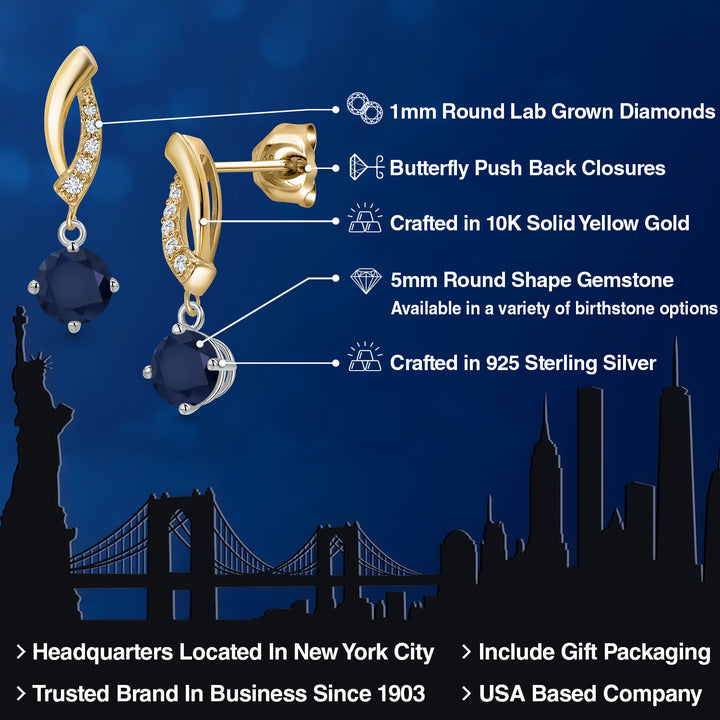 Earrings in 925 Sterling Silver and 10K Yellow Gold