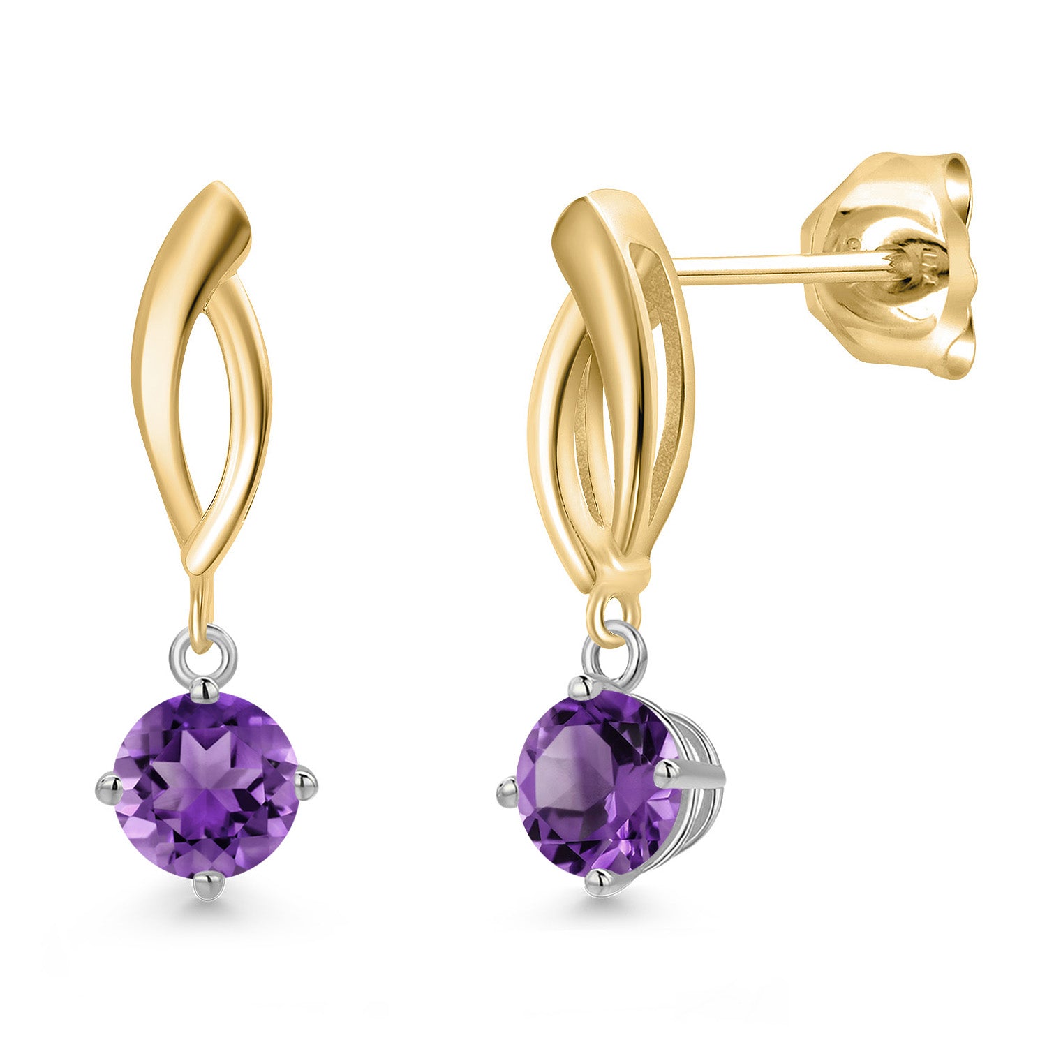 Earrings in 925 Sterling Silver and 10K Yellow Gold