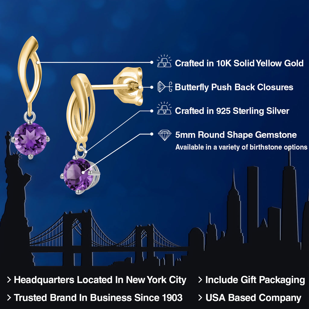 Earrings in 925 Sterling Silver and 10K Yellow Gold