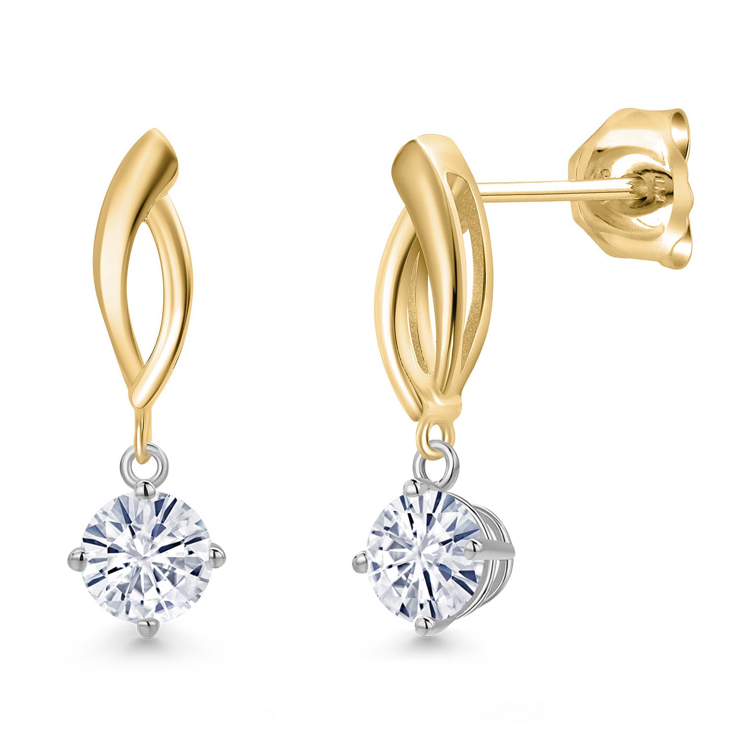 Earrings in 925 Sterling Silver and 10K Yellow Gold