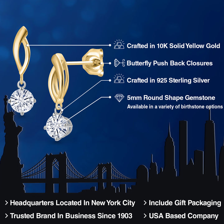 Earrings in 925 Sterling Silver and 10K Yellow Gold