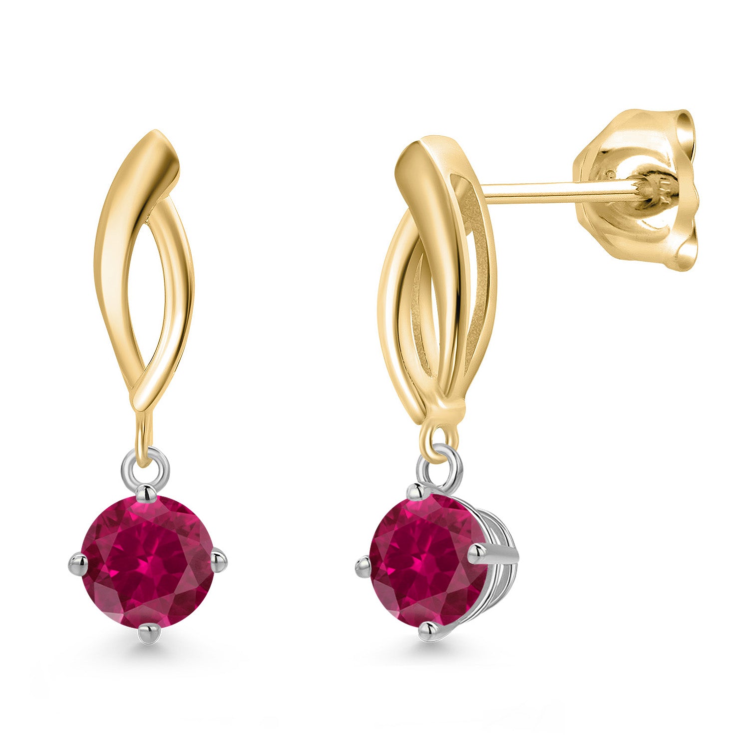 Earrings in 925 Sterling Silver and 10K Yellow Gold