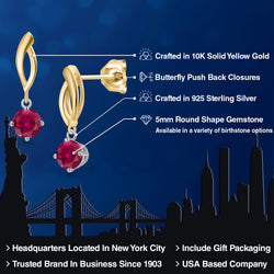 Earrings in 925 Sterling Silver and 10K Yellow Gold